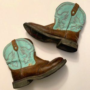 Justin Gypsy Cowgirl Brown/Teal Green Genuine Leather Short Boot